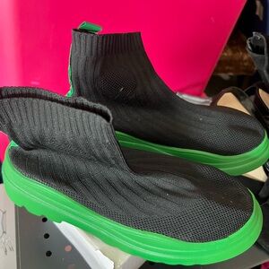 Black and Green Knit Sneakers $25 each - New never worn  runway shoe-no box